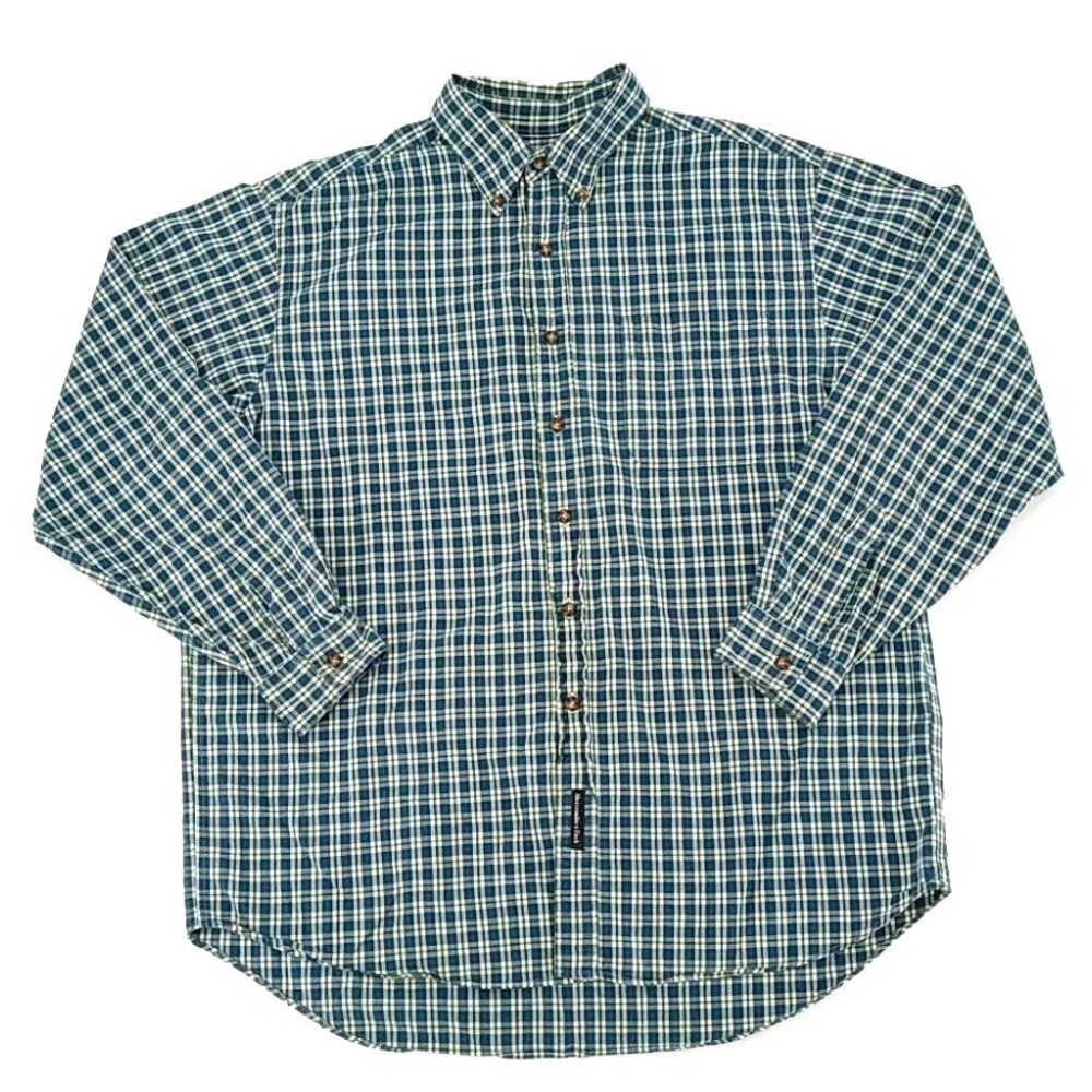 Vintage A & F Oversized Plaid Flannel Shirt  Medium Blue Green Grandpacore Cabin
